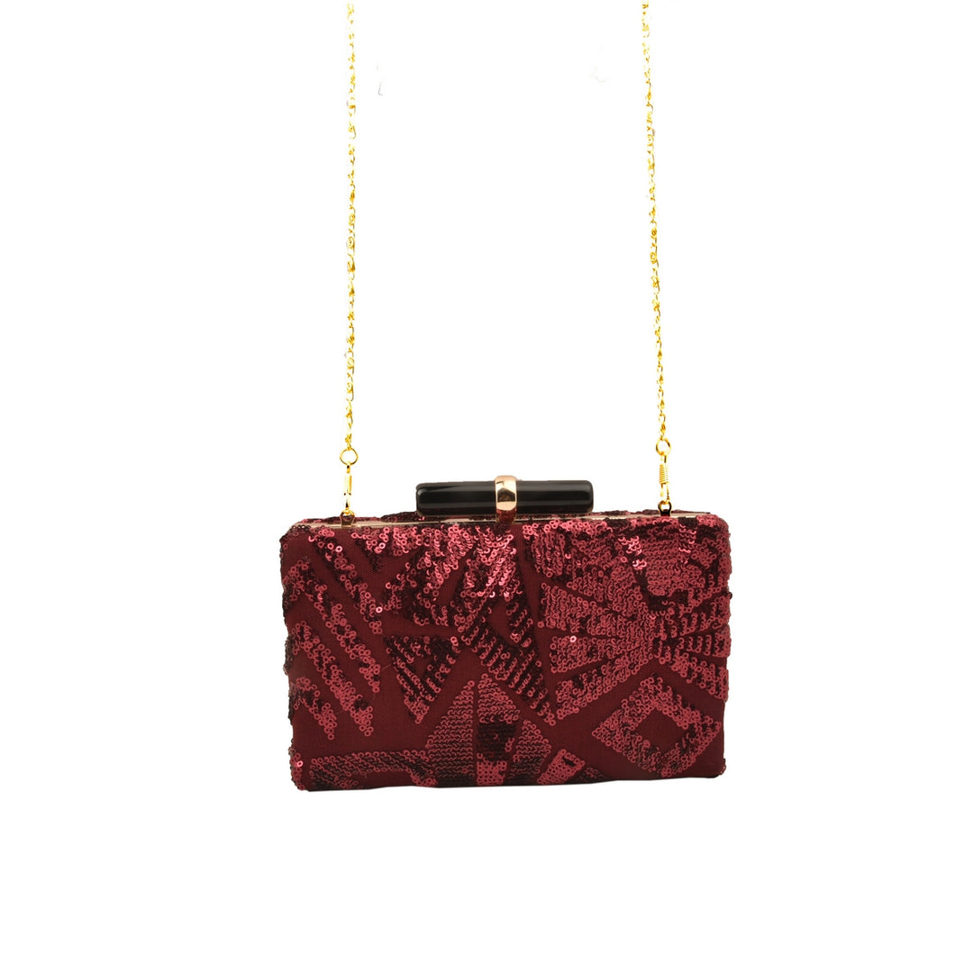 Deep Wine Sequins Clutch