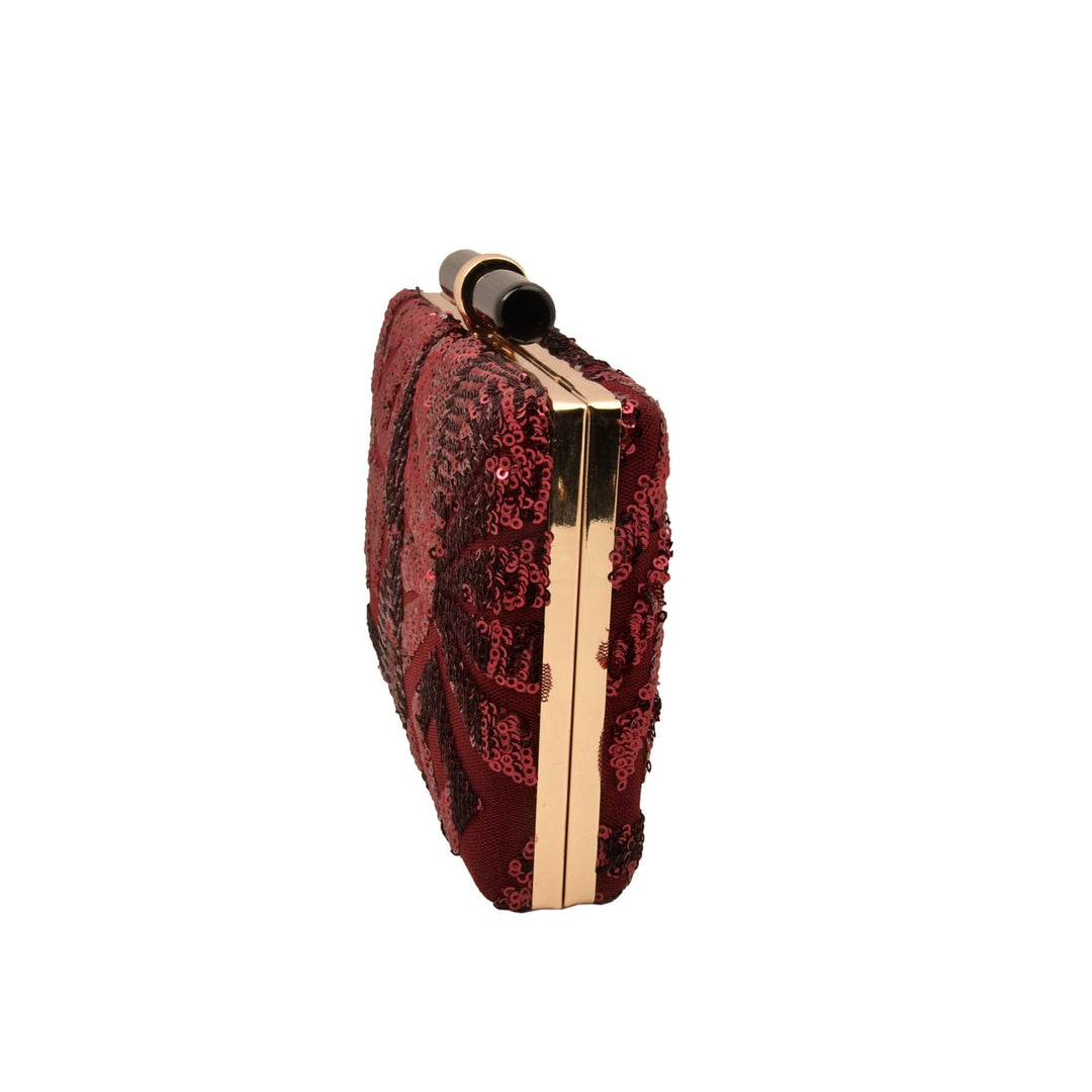 Deep Wine Sequins Clutch