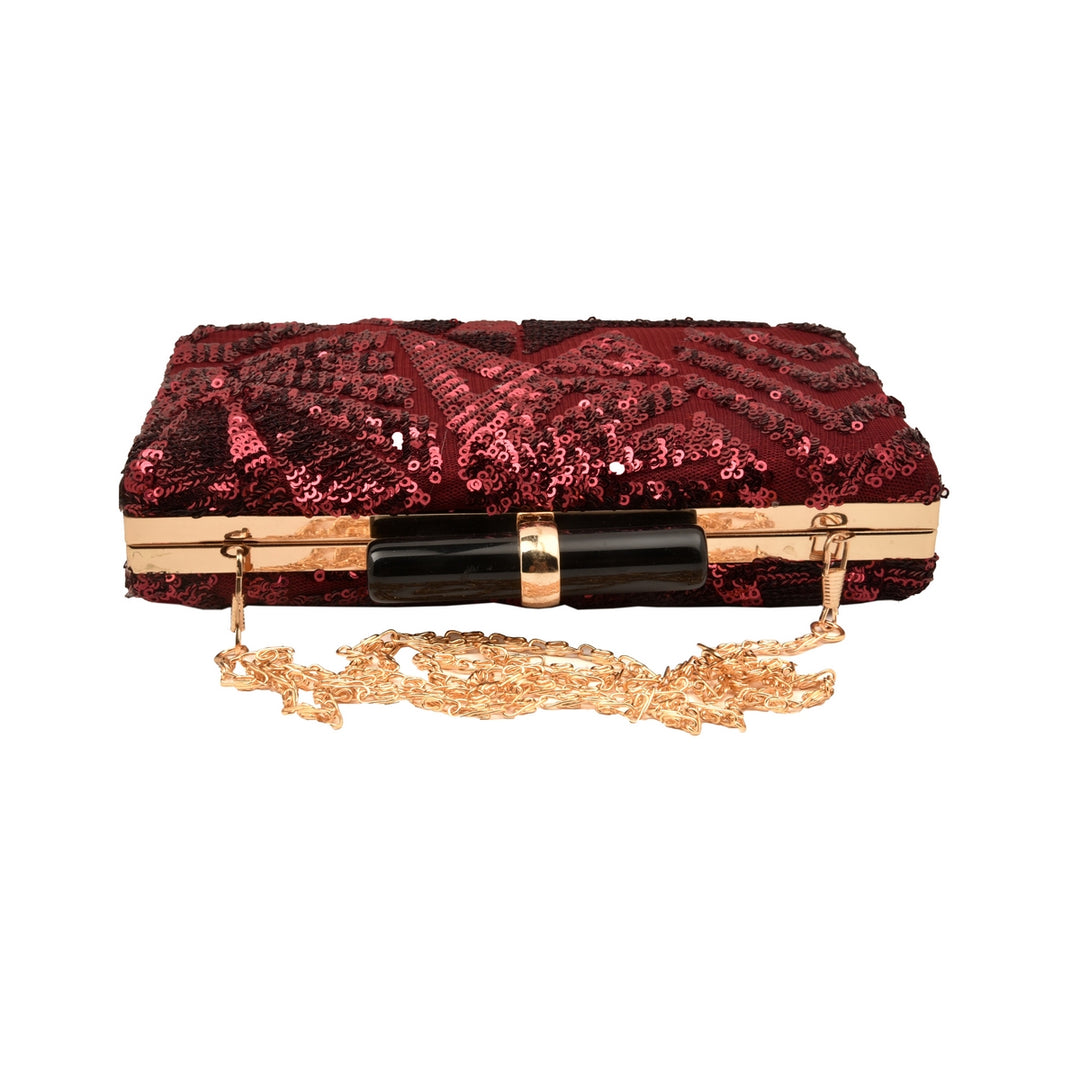 Deep Wine Sequins Clutch