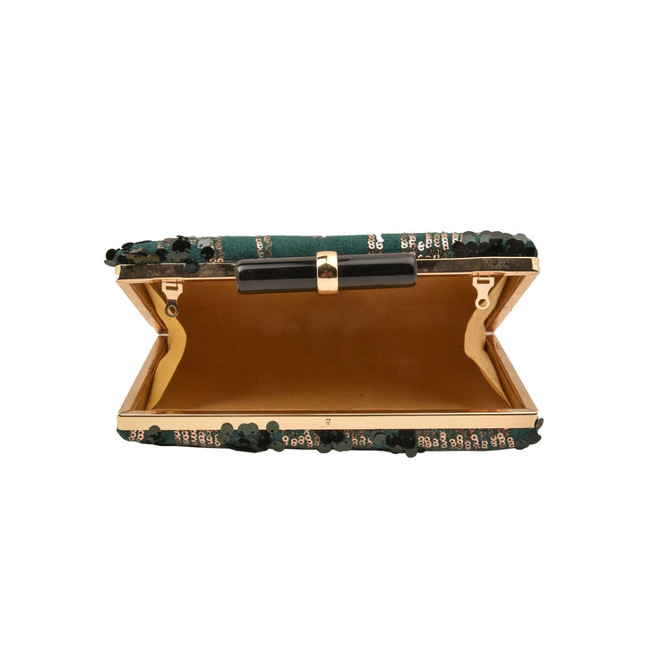 Forest Green and Gold Sequins Clutch
