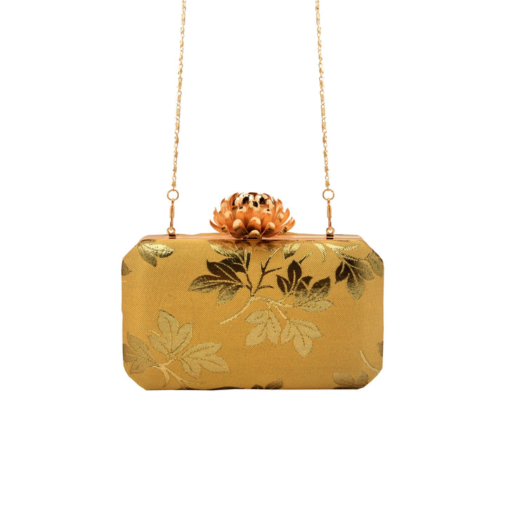 Gold Foil Print Silk Clutch