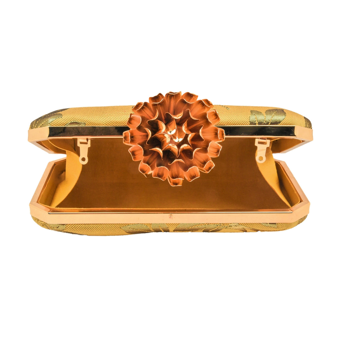 Gold Foil Print Silk Clutch