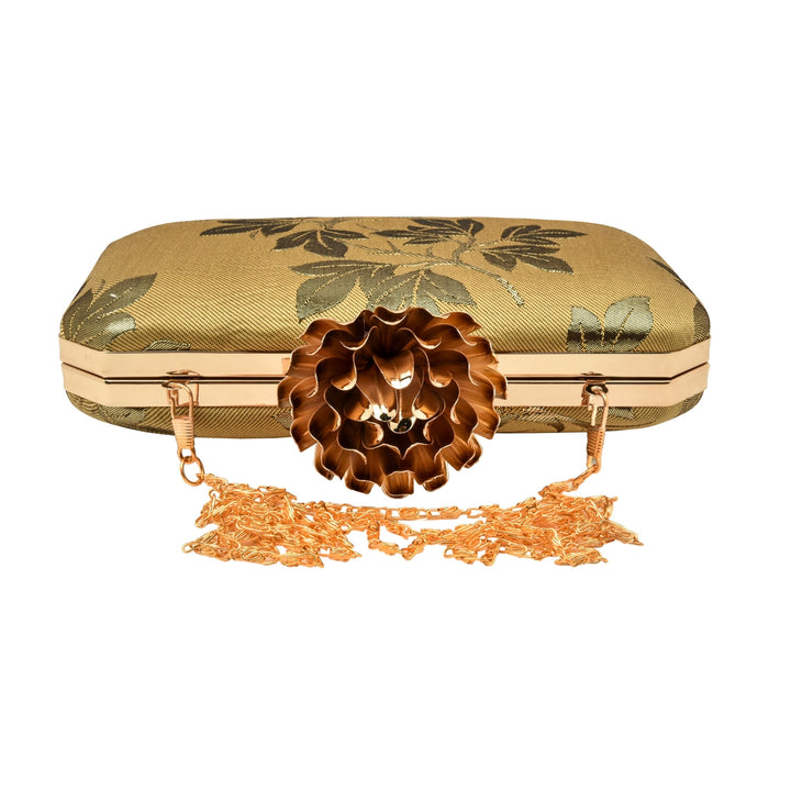 Gold Foil Print Silk Clutch