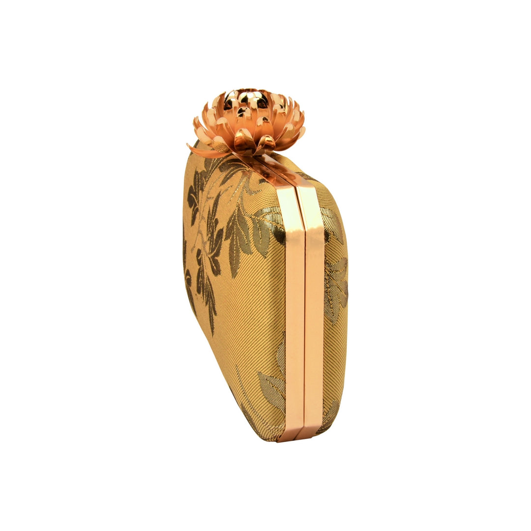 Gold Foil Print Silk Clutch