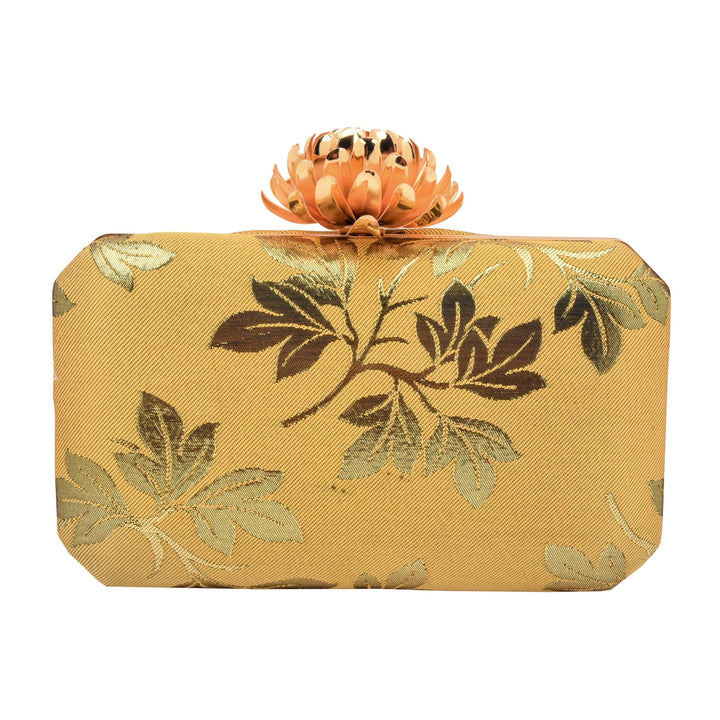 Gold Foil Print Silk Clutch