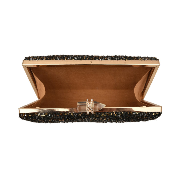 Black, Silver and Gold Sequins Party Clutch