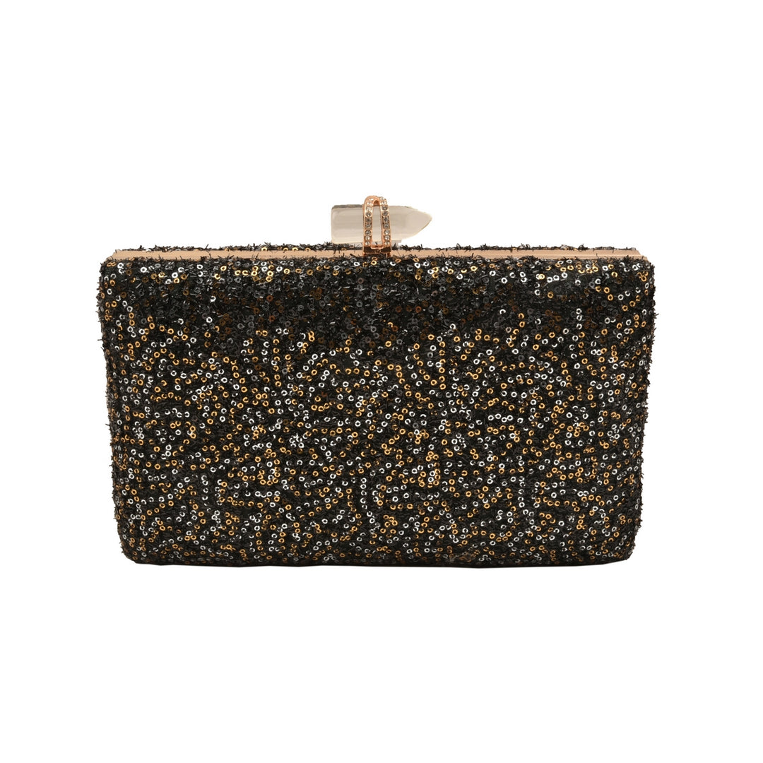 Black, Silver and Gold Sequins Party Clutch