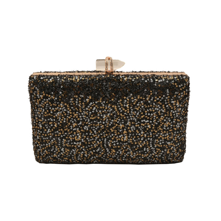 Black, Silver and Gold Sequins Party Clutch
