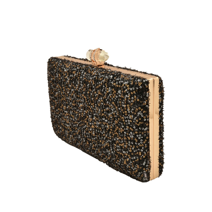 Black, Silver and Gold Sequins Party Clutch