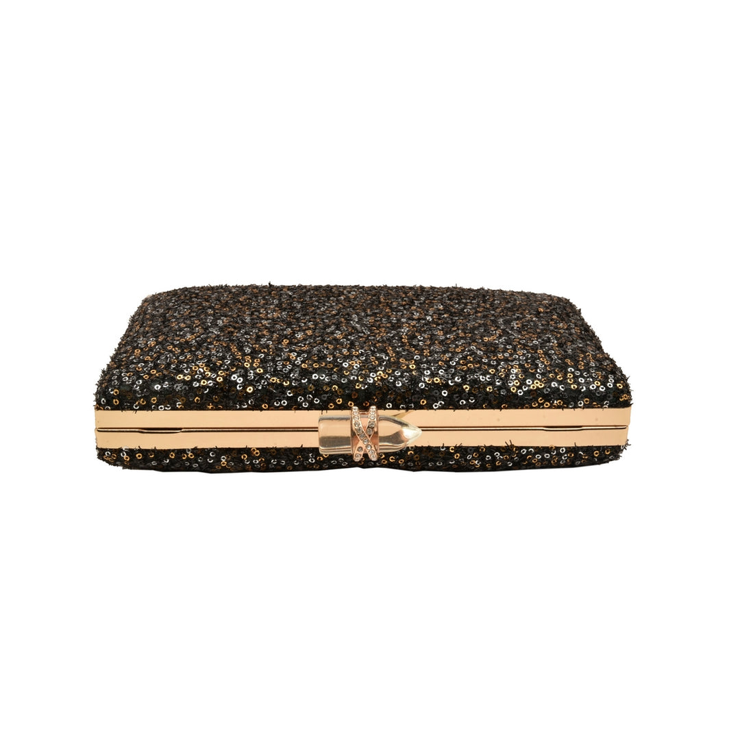 Black, Silver and Gold Sequins Party Clutch