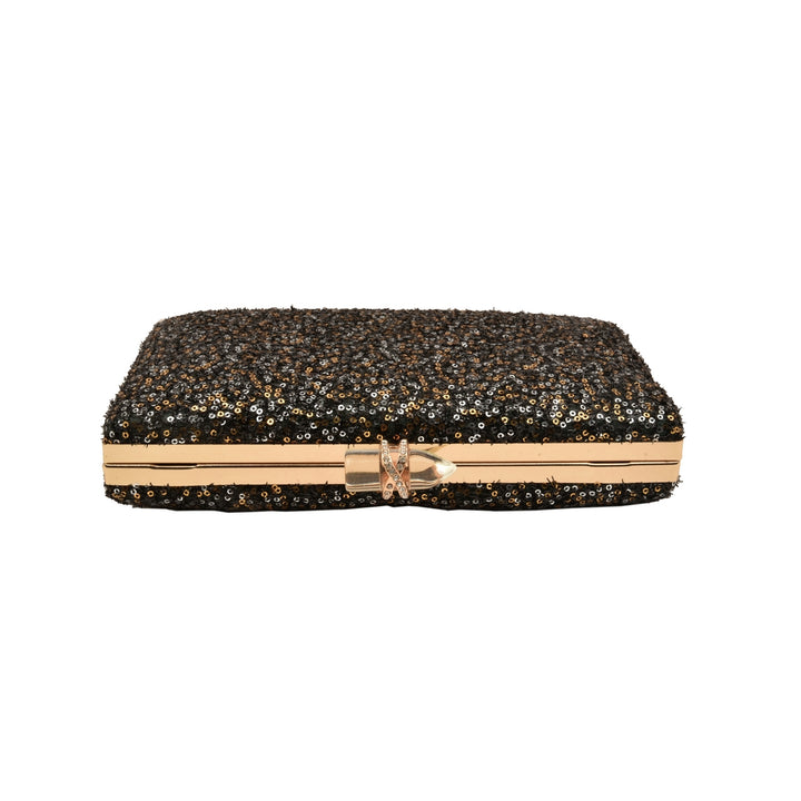 Black, Silver and Gold Sequins Party Clutch