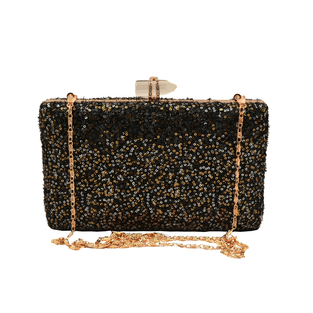 Black, Silver and Gold Sequins Party Clutch