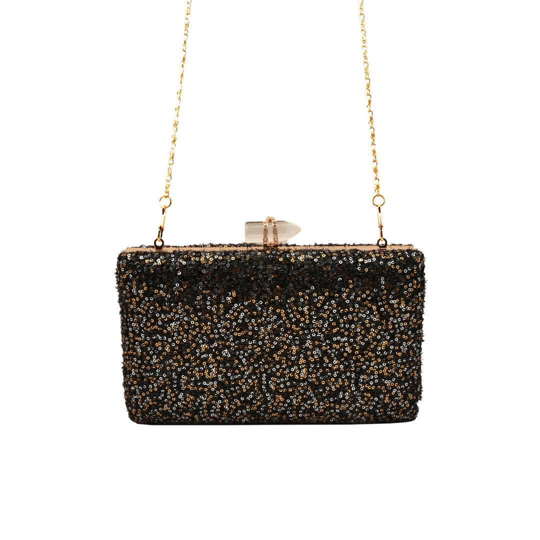 Black, Silver and Gold Sequins Party Clutch