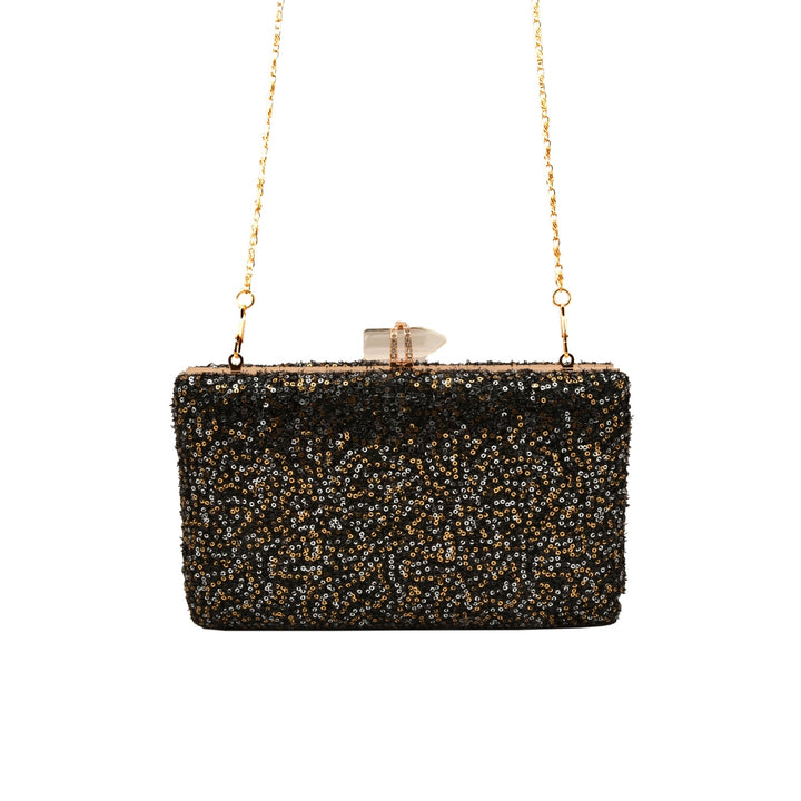 Black, Silver and Gold Sequins Party Clutch