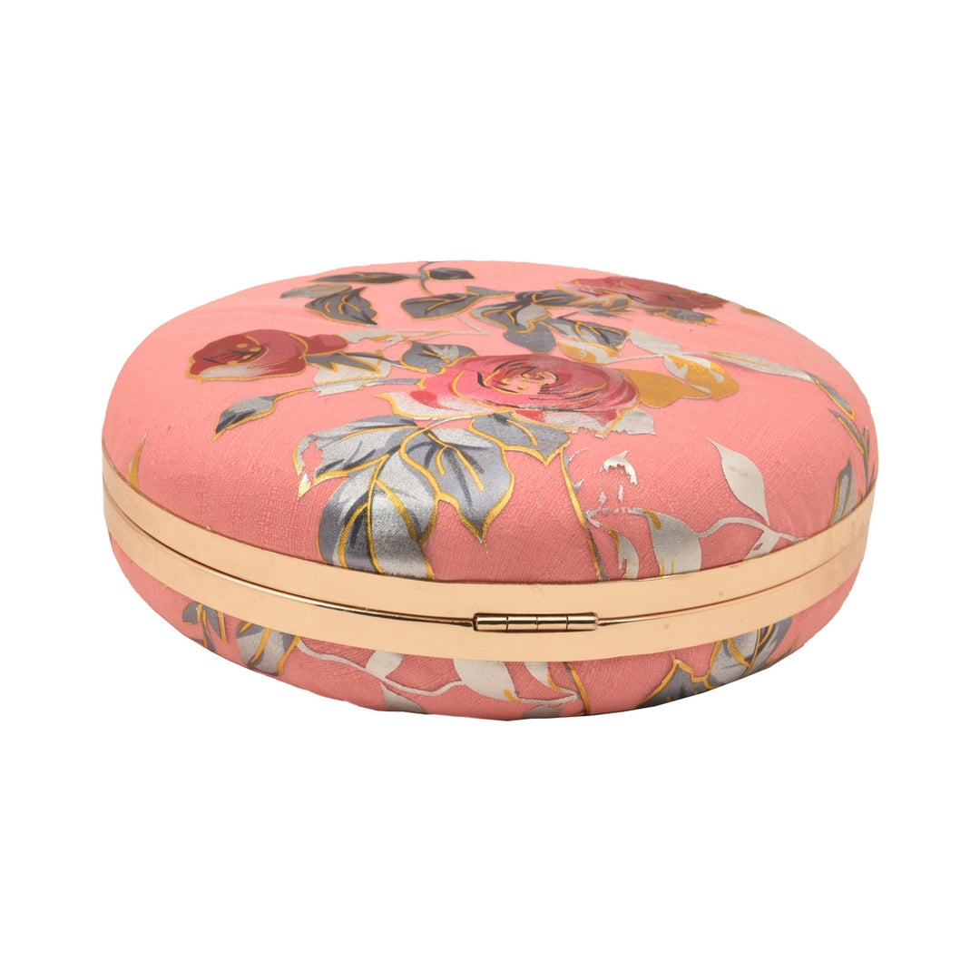 Bubblegum Pink Floral Foil Print Clutch