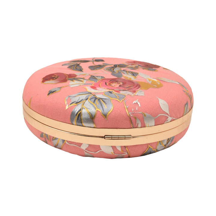 Bubblegum Pink Floral Foil Print Clutch