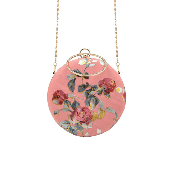 Bubblegum Pink Floral Foil Print Clutch