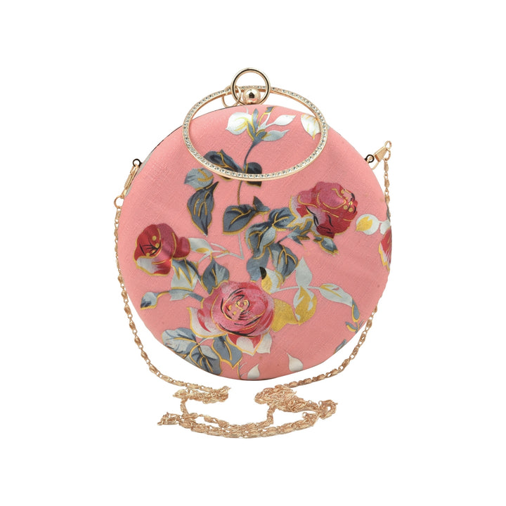 Bubblegum Pink Floral Foil Print Clutch