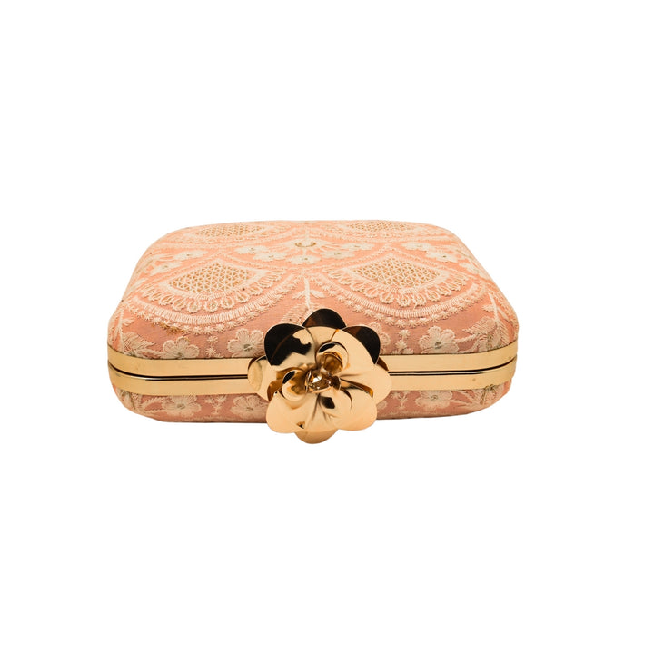 Baby Pink and White Silk Clutch