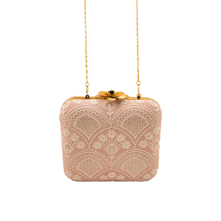 Baby Pink and White Silk Clutch