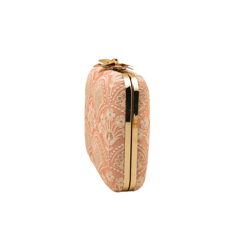 Baby Pink and White Silk Clutch