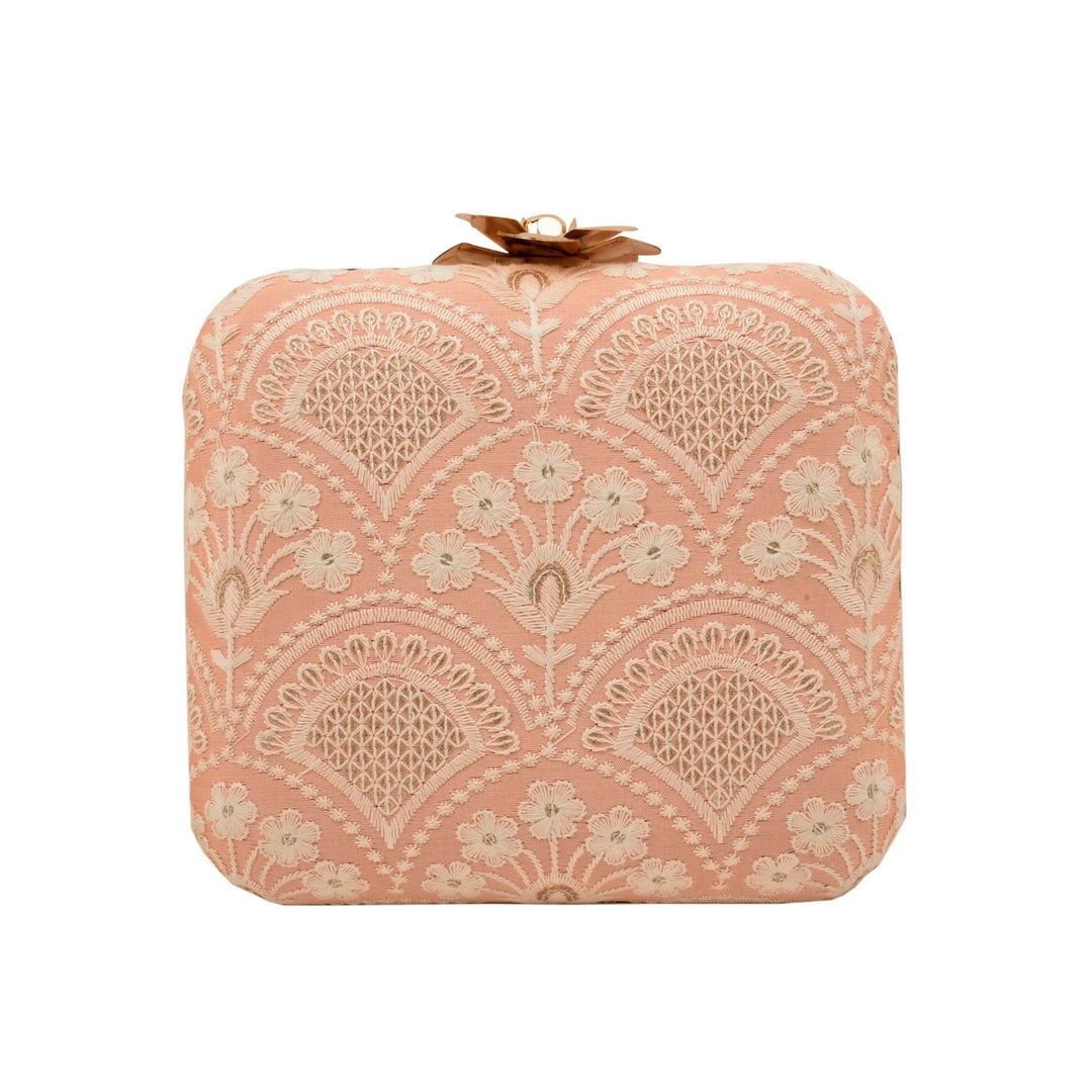 Baby Pink and White Silk Clutch