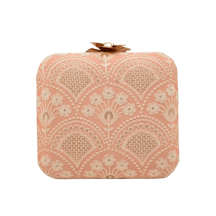 Baby Pink and White Silk Clutch