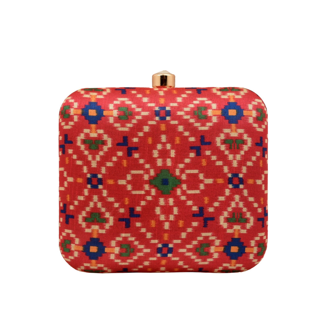 Rani Pink Ikat Digital Print Clutch