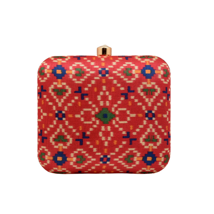 Rani Pink Ikat Digital Print Clutch