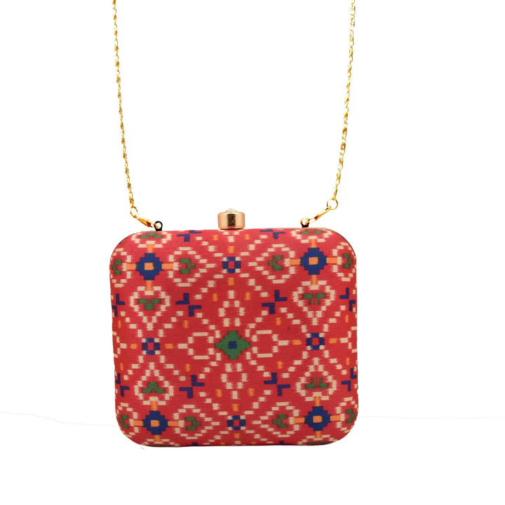 Rani Pink Ikat Digital Print Clutch