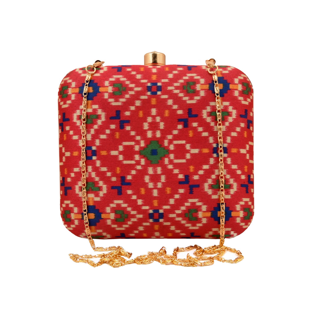 Rani Pink Ikat Digital Print Clutch