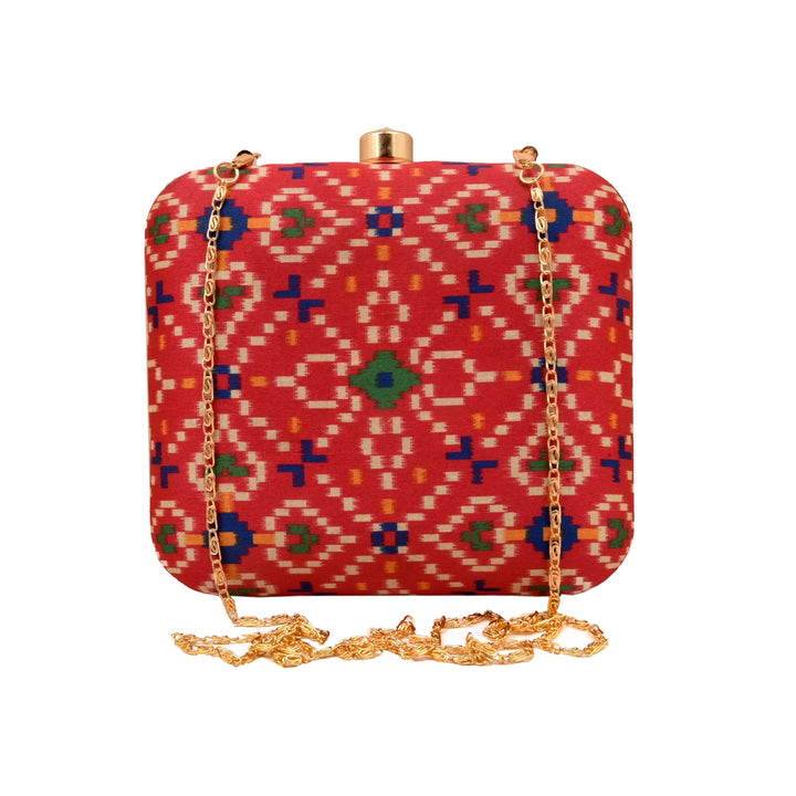 Rani Pink Ikat Digital Print Clutch