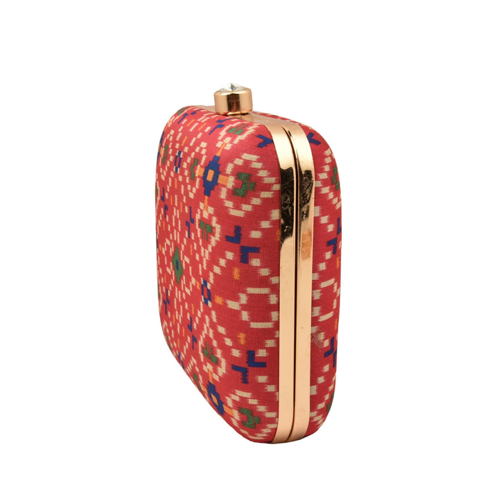 Rani Pink Ikat Digital Print Clutch