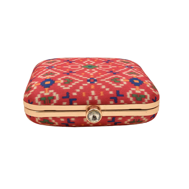 Rani Pink Ikat Digital Print Clutch