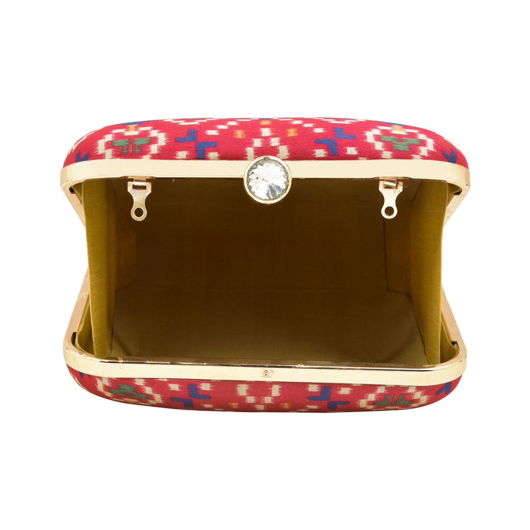Rani Pink Ikat Digital Print Clutch
