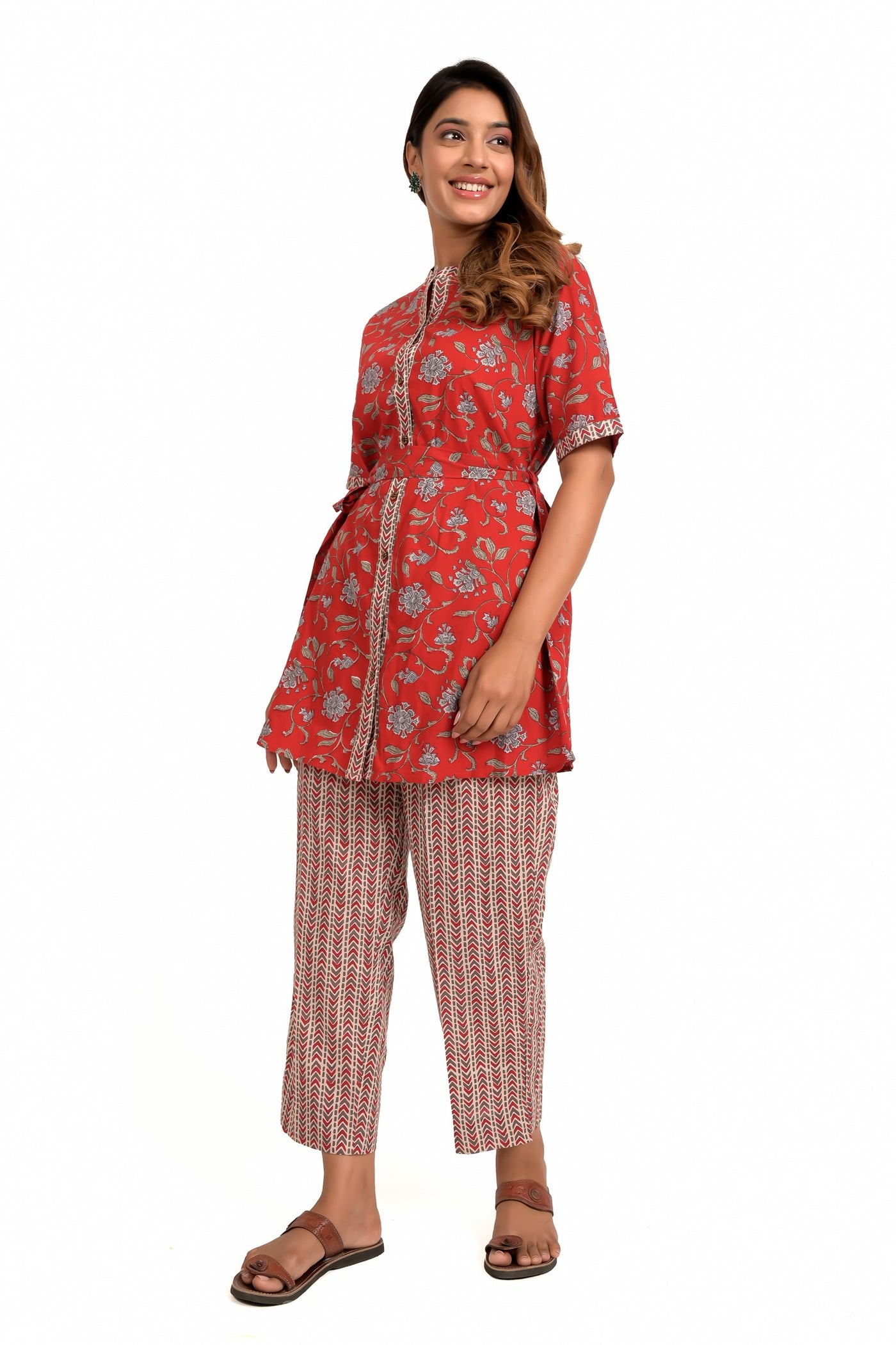 Red Tunic and Trouser Coord Set