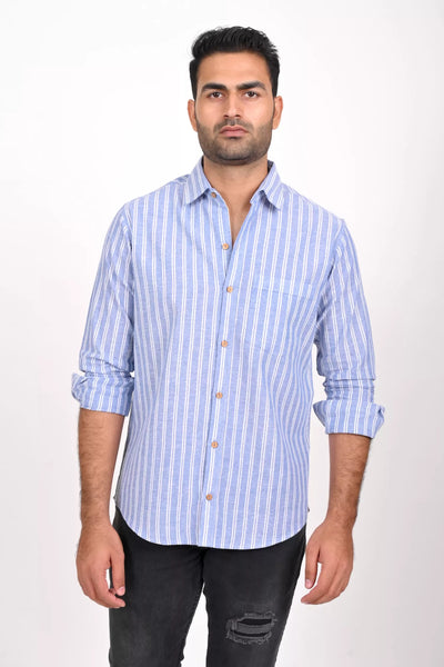 Blue and White Striped Shirt
