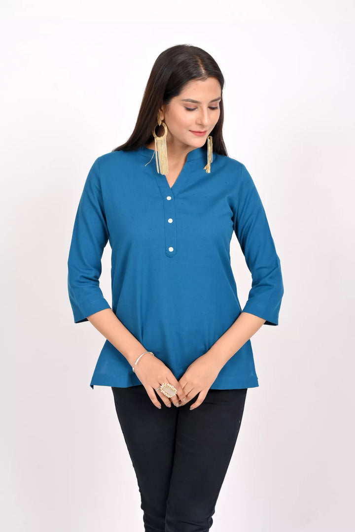 Teal Blue Short Kurti