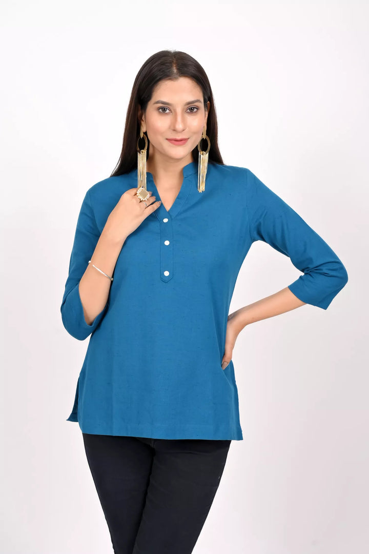 Teal Blue Short Kurti