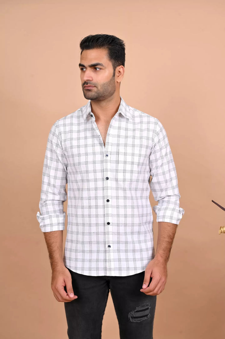 White and Black Checks Shirt