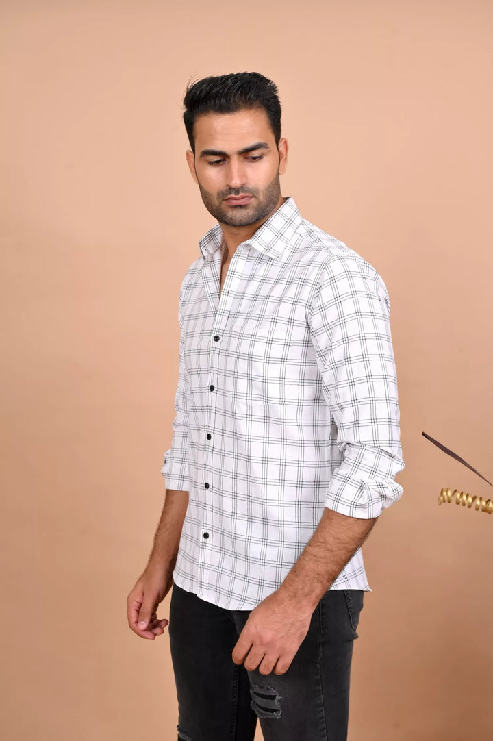 White and Black Checks Shirt