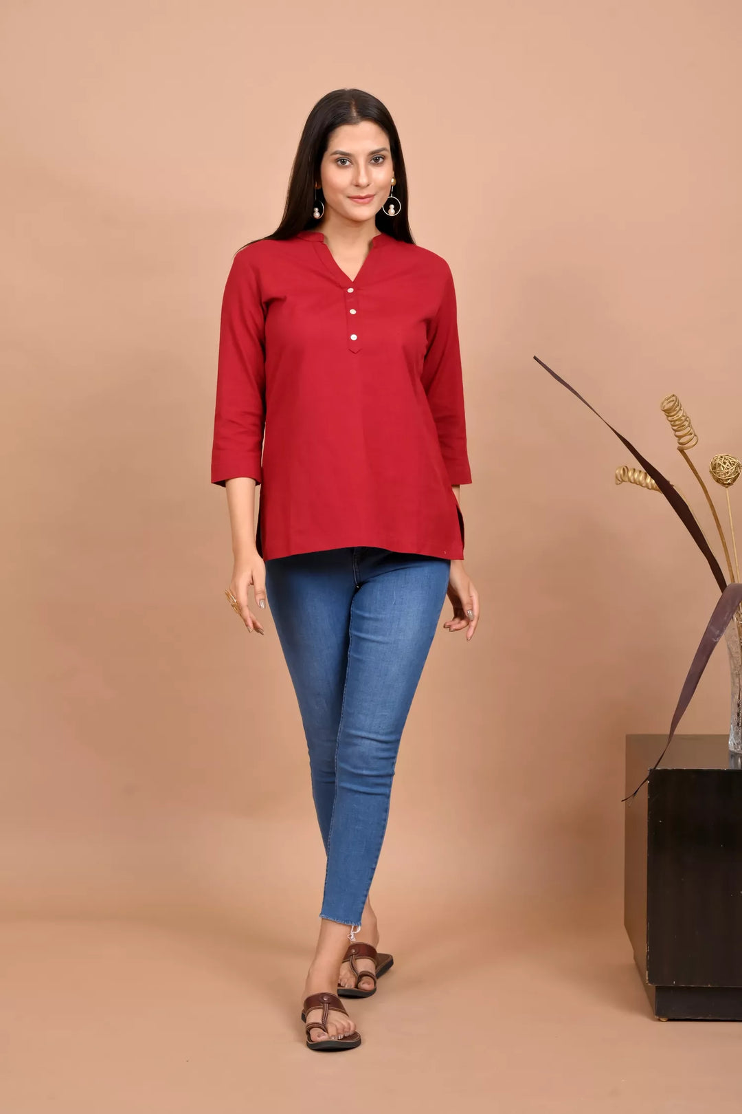 brick-red-short-kurta-1