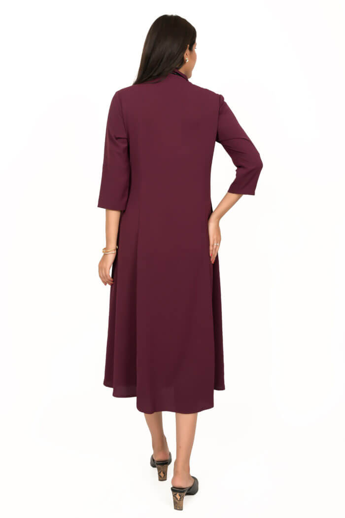 Burgundy A-Line Shirt Dress
