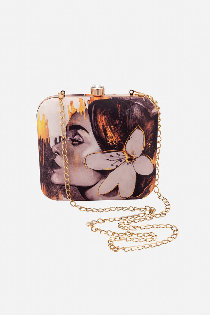 Off-White, Mustard And Grey Clutch