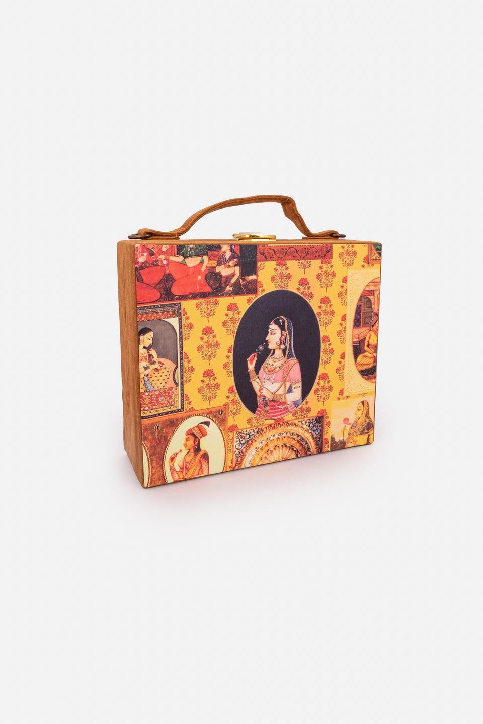 Yellow And Brown Suitcase Clutch