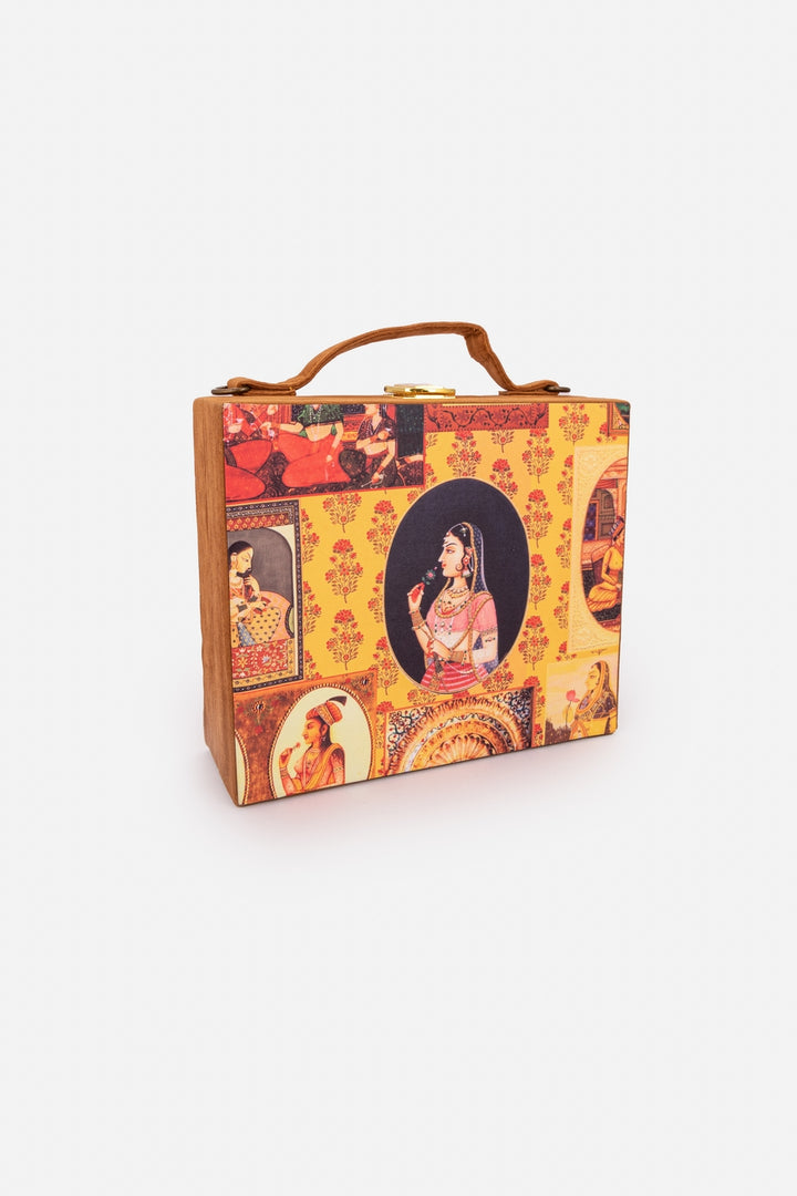 Yellow And Brown Suitcase Clutch