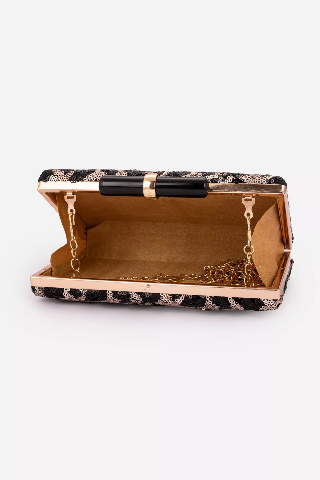 Black And Light Gold Clutch Bag