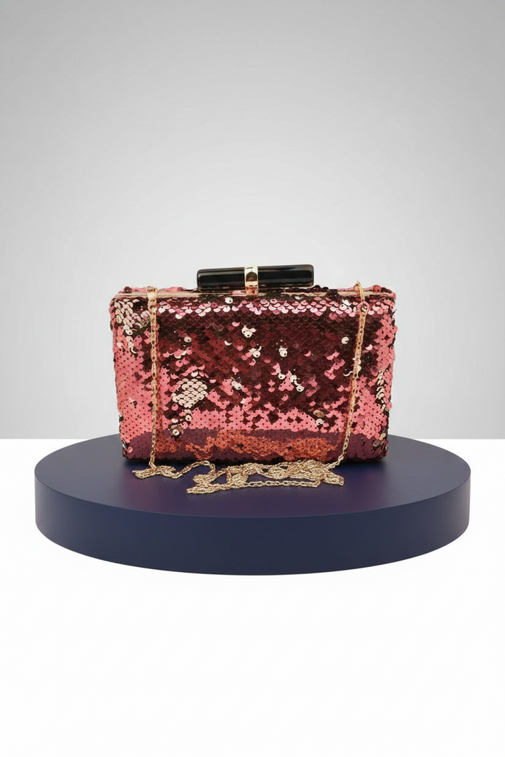 Wine and Gold Sequins Party Clutch.