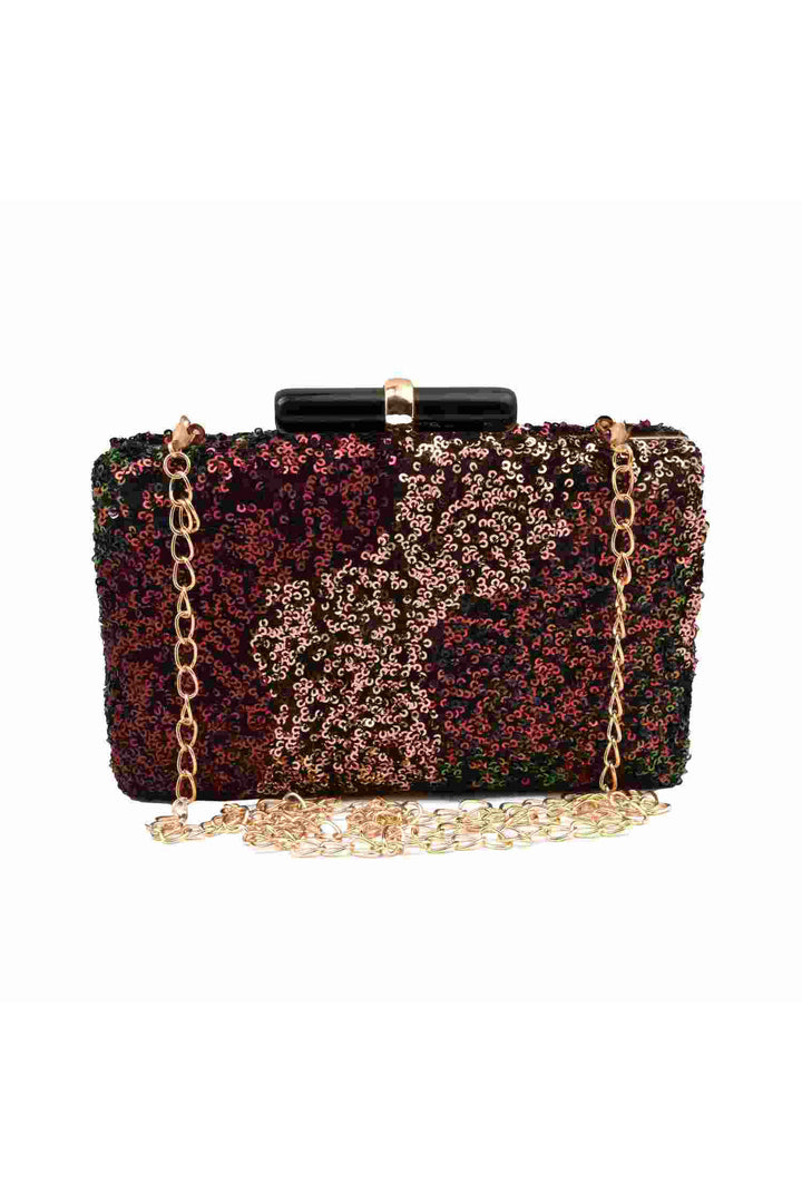 Wine and Gold Sequins Party Clutch