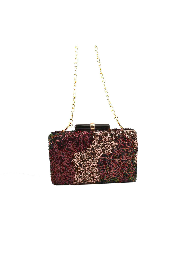 Wine and Gold Sequins Party Clutch